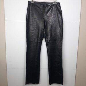 Bebe Leather Alligator Print Straight Leg Trouser Pants 6 Festival Punk Grunge